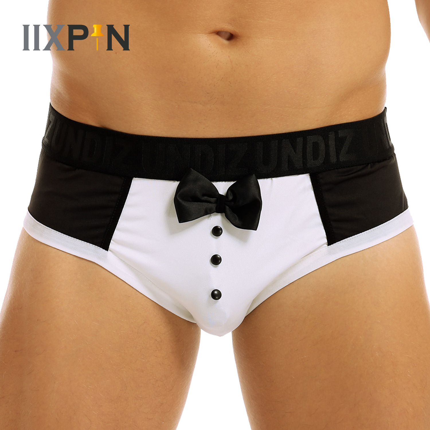 Boxer Brief Pack Cotton - ผู้ชายน่ารัก Tuxedo Boxer กางเกงขาสั้นชุดชั้นในสีดํา Splice Cotton