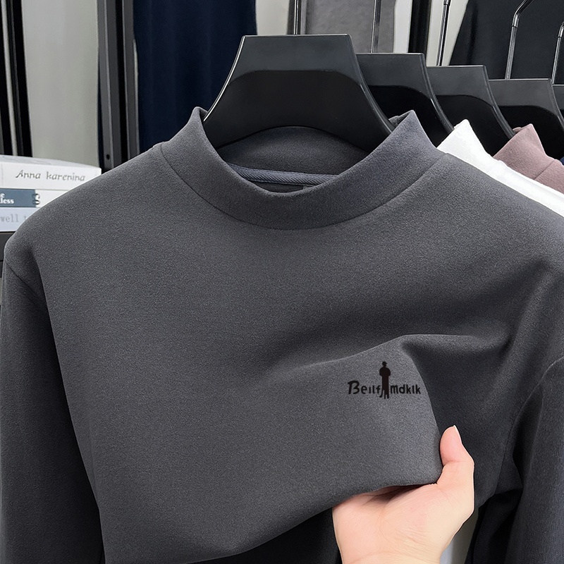Base Layer Top - เสื้อยืดผู้ชายดีไซน์เนอร์สีพื้นลายพิมพ์ใหม่ เสื้อเบสเลเยอร์แขนยาวสำหรับฤดูใบไม้ร่วง ช่วยรักษาความอบอุ่น เสื้อผ้าผู้ชายอเนกประสงค์