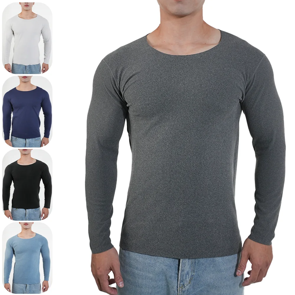 Undershirt Crew Neck - เสื้อชั้นในชายแบบกันหนาว แขนยาว คอกลม บุขนด้านใน เสื้อชั้นในสำหรับฤดูหนาว อุ่นสบาย