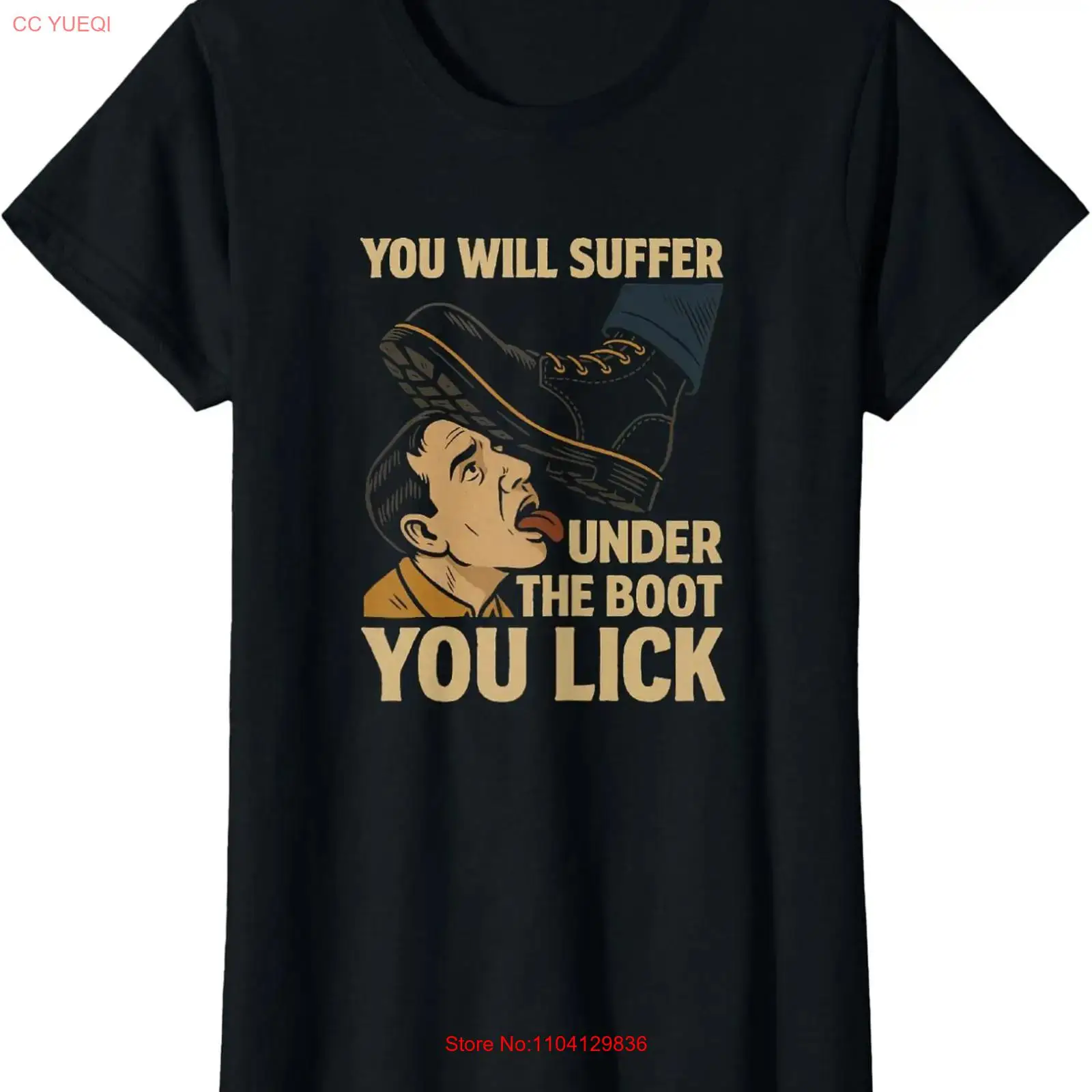 Undershirt Crew Neck - คุณจะต้องเผชิญหน้ากับการประท้วง Boot Lick เสื้อยืดคอกลมผู้หญิงสไตล์วินเทจ ล้างทำความสะอาดได้ ใช้งานได้หลากหลาย
