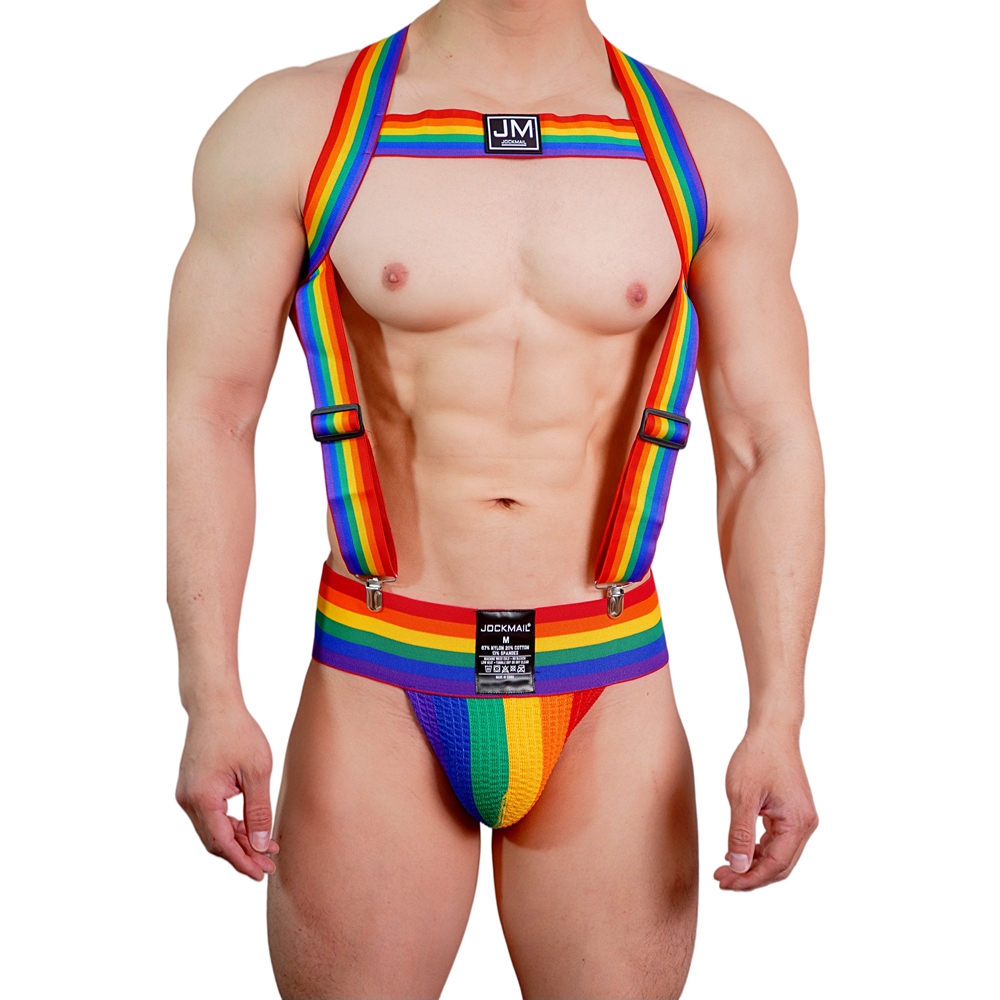 Jockstrap Athletic - JOCKMAIL ชุดรัดตัวสีรุ้งแบบปรับได้ พร้อมสายรัดกว้าง 3 นิ้ว สำหรับนักกีฬา