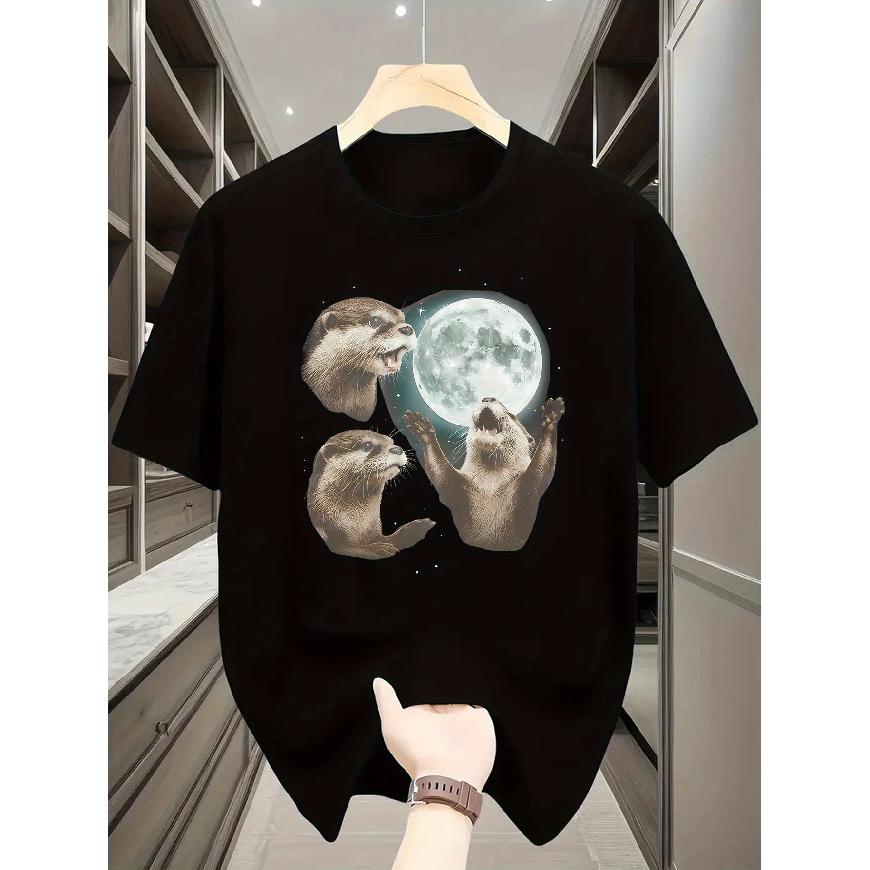 เสื้อยืดกราฟิก Playful Otters  - Undershirt Crew Neck บทวิจารณ์และราคา