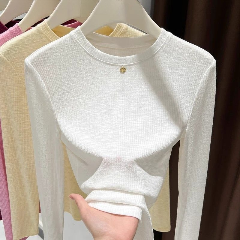 เสื้อยืดแขนยาวผ้าฝ้ายสลับเนื้อ - Undershirt Crew Neck บทวิจารณ์และราคา